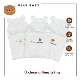Ủ choàng lông trắng mềm mịn cho bé
