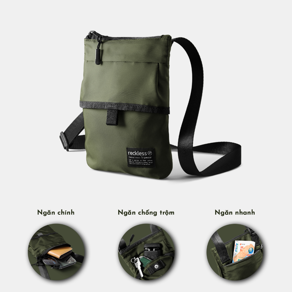 Túi Đeo Chéo Reckless - Nylon Crossbody Bag - Vải Nylon Twill