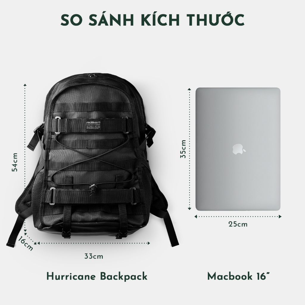 Balo Dã Ngoại Reckless Hurricane Backpack (Vải Polyester, Nhiều Ngăn Tiện Ích, Laptop 15.6 Inch)