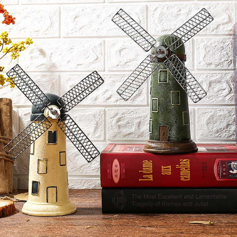 Mô hình cối xay gió phong cách vintage decor phòng ngủ, phòng khách, có ống heo tiết kiệm