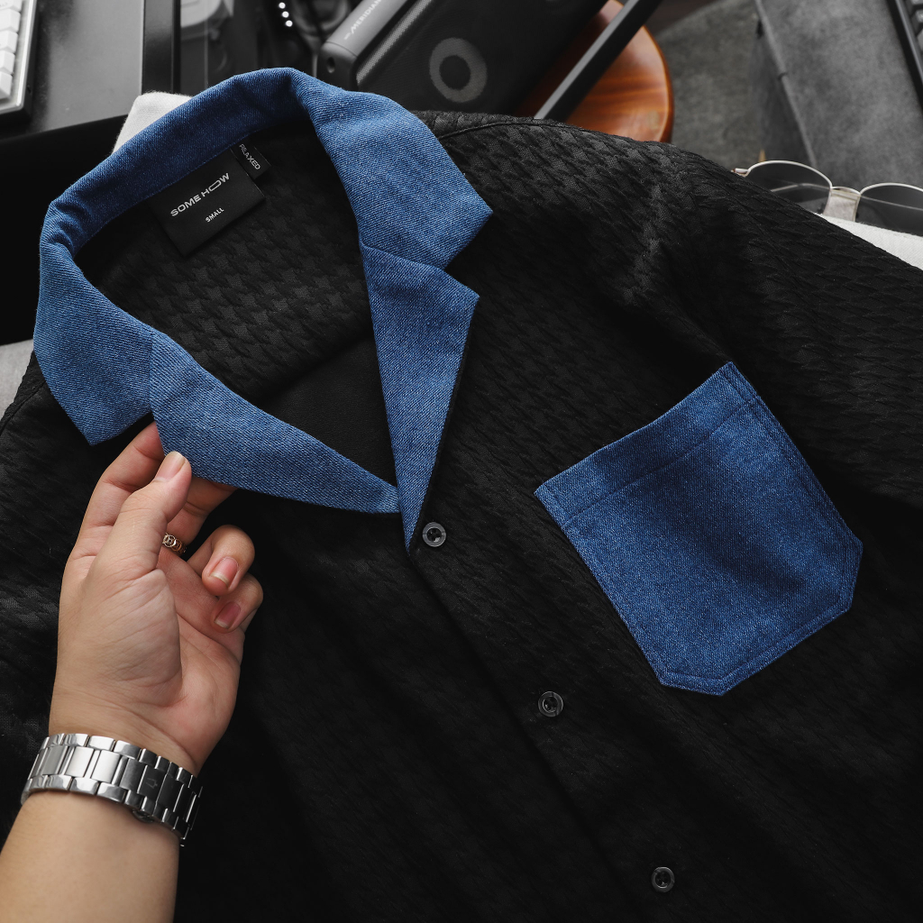 Áo Sơ Mi Nam Blue Collar Mininet, Chất Vải Cotton Dệt Blend Thoải Mái, SM0061, SOMEHOW