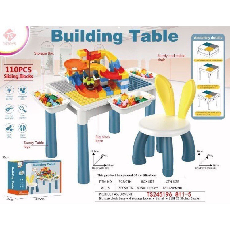 Bộ Bàn Ghế Đa Năng Ghép Lego Tặng Kèm 84 Chi Tiết Lắp Ghép