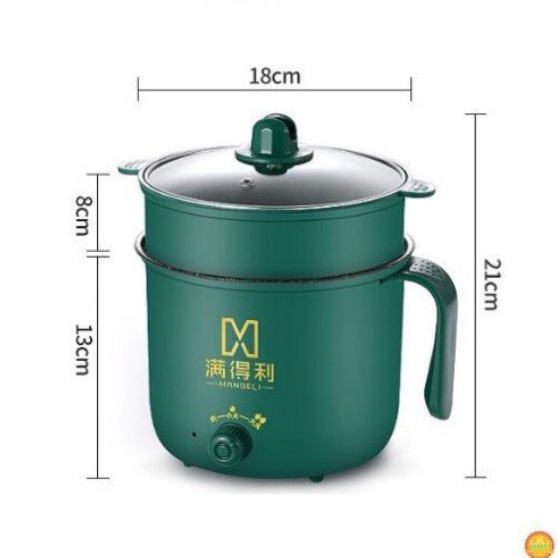 Nồi Lẩu Điện Mini Chống Dính Ca Nấu Mì Mẫu Mới 2 Tầng Kèm Giá Hấp Đa Năng