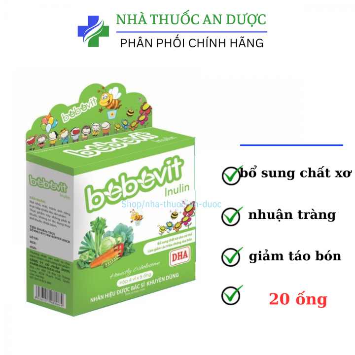 Bebevit inulin - bổ sung chất xơ, giảm triệu chứng táo bón hộp 20 ống