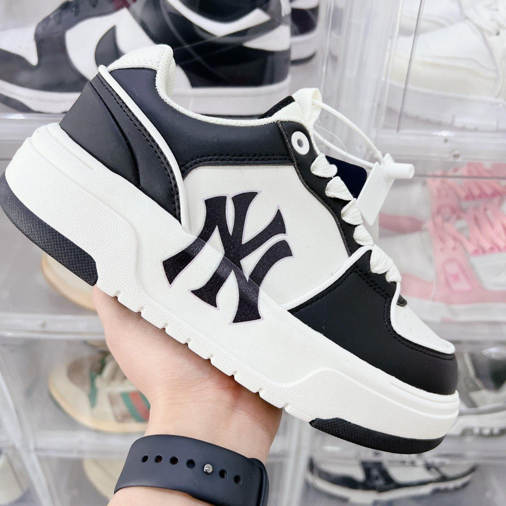 Giày MLB Chunky Liner quoại dán White Black Xịn Sò, Giầy MLB Đen Xanh  chữ la Trắng Full Box Bill