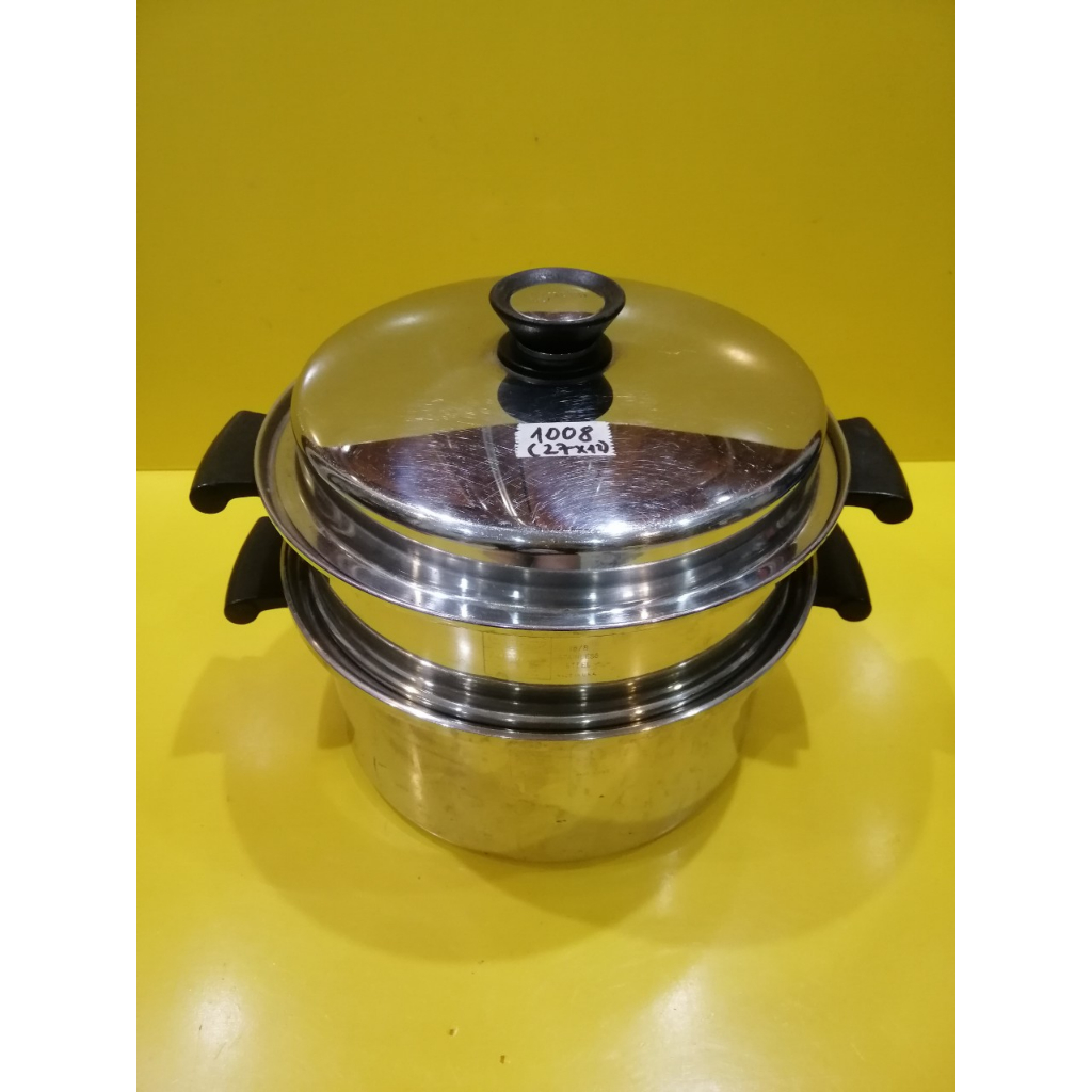 Bộ nồi hấp inox Amway Queen (Mỹ xuất Nhật), size 27cm, cao 12-19cm (mã 1008), Dùng được bếp từ