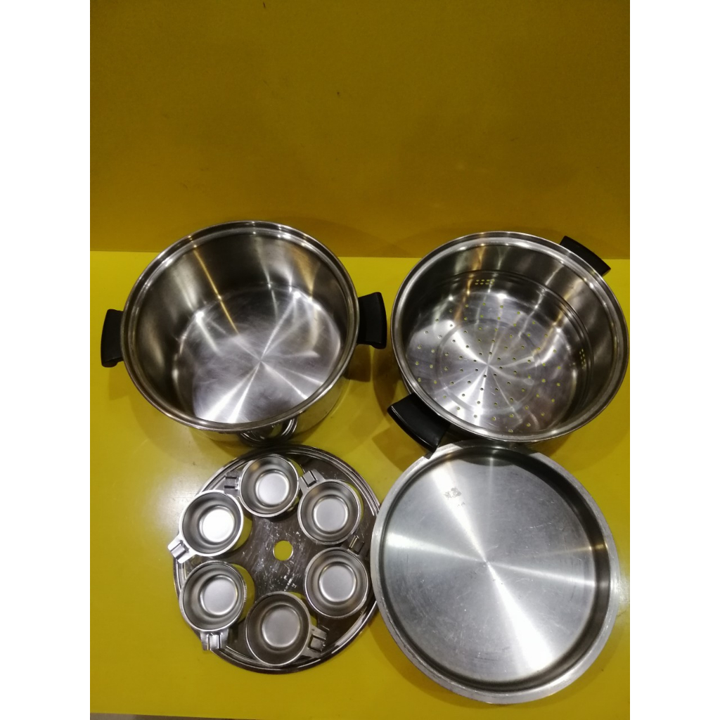 Bộ nồi hấp inox Amway Queen (Mỹ xuất Nhật), size 27cm, cao 12-19cm (mã 1008), Dùng được bếp từ