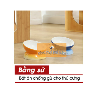 Bát ăn bằng sứ đế cao cho chó mèo chống gù lưng