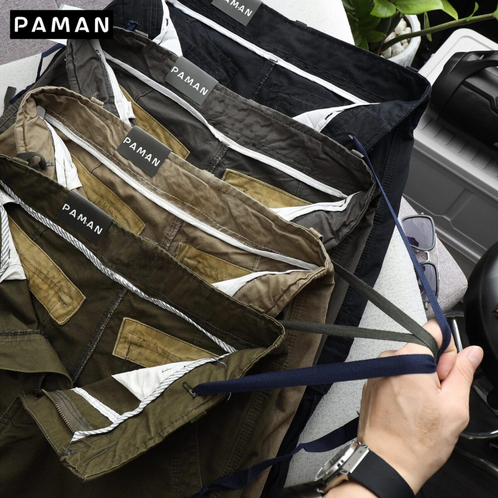 Quần cargo pants kaki túi hộp dài nam 55-79kg PAMAN 6 túi cao cấp dây kéo chất lượng 001QD
