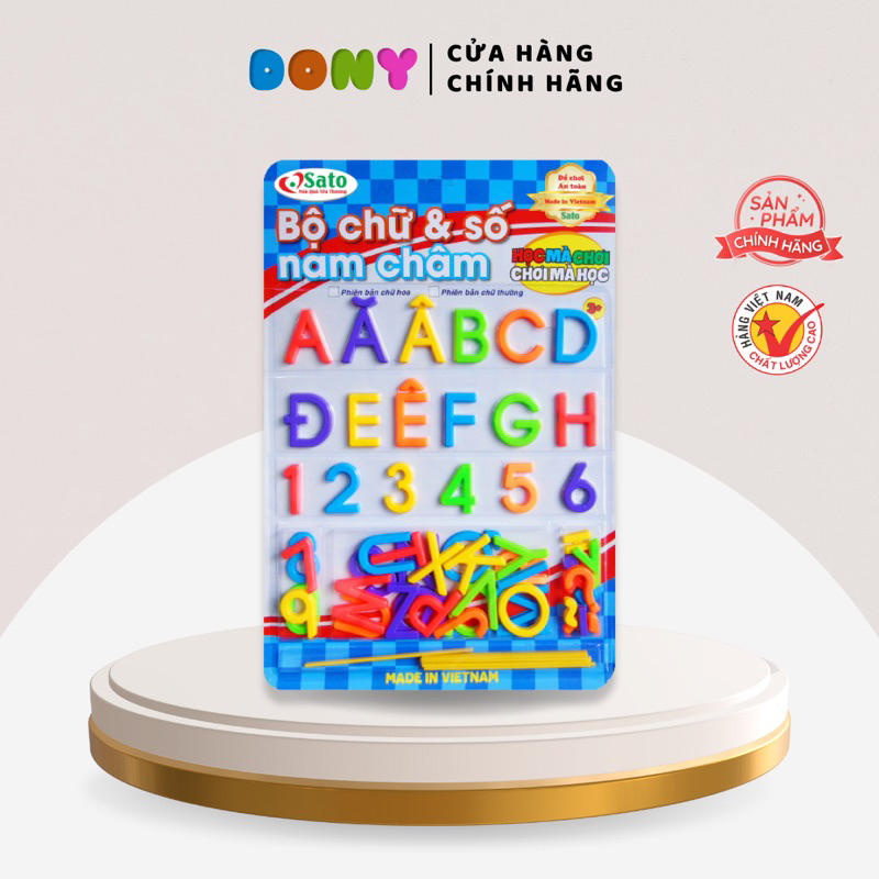 Bộ chữ IN HOA và SỐ có gắn nam châm dính được trên bảng từ hoặc tủ lạnh cho bé tập làm quen các chữ cái Hàng Việt Nam