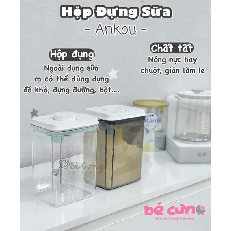 HỘP ĐỰNG SỮA BỘT CHO BÉ HÚT CHÂN KHÔNG CHÍNH HÃNG ANKOU