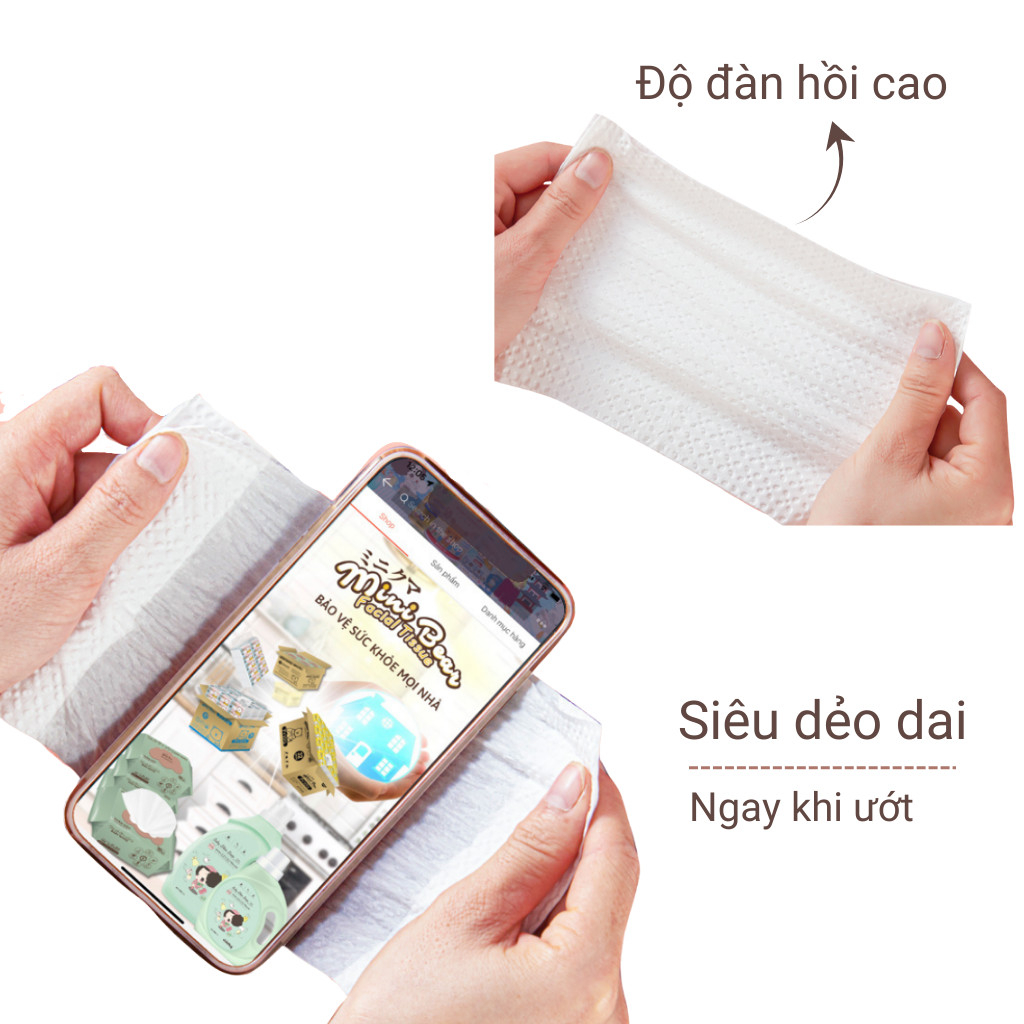 Giấy ăn Minibear, thùng 30 gói khăn giấy cao cấp thêm dày 300 tờ 4 lớp, 100% bột gỗ nguyên sinh, an toàn làn da.