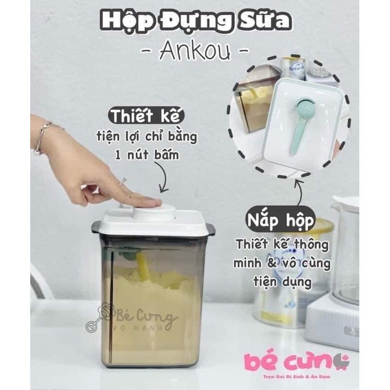 HỘP ĐỰNG SỮA BỘT CHO BÉ HÚT CHÂN KHÔNG CHÍNH HÃNG ANKOU