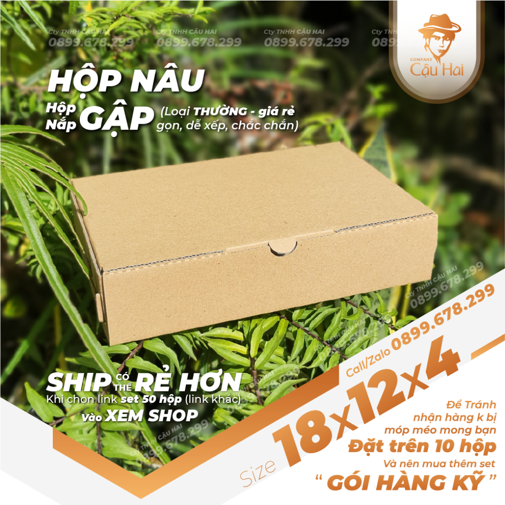 Hộp carton nắp GÀI 18x12x4