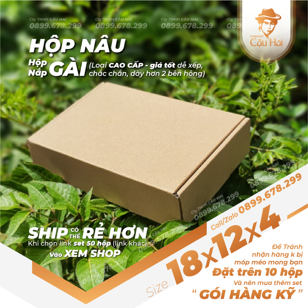 Hộp carton nắp GÀI 18x12x4