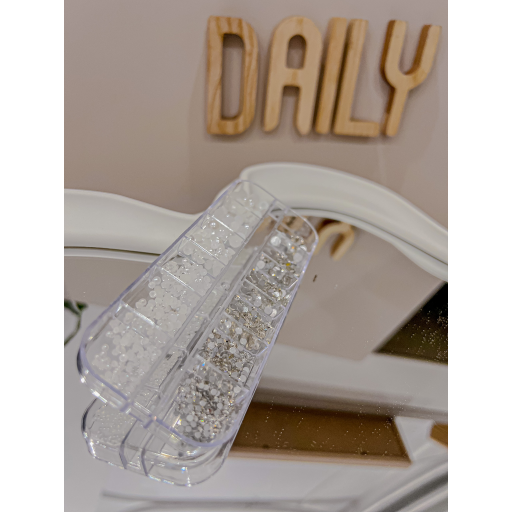 Set đá tròn mix size bạc