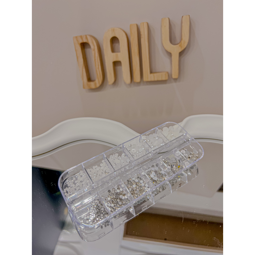 Set đá tròn mix size bạc