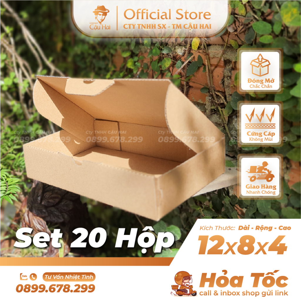 Set 20 Hộp carton nắp GẬP 18x12x4