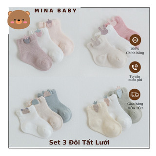 Tất lưới hàn quốc - set 3 đôi cho bé