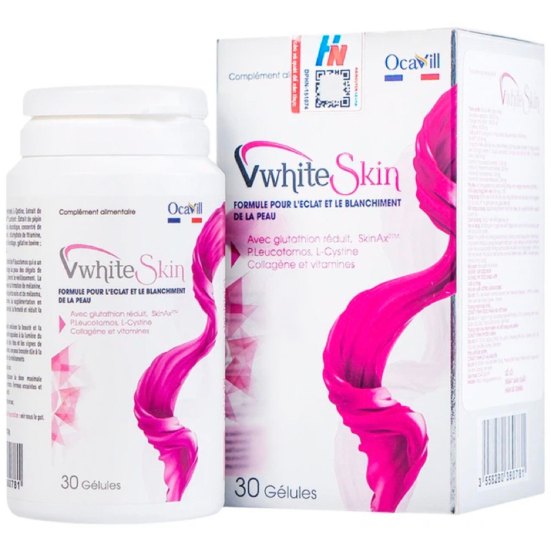 Viên uống VwhiteSkin Ocavill hỗ trợ giảm lão hóa da, tăng độ đàn hồi cho da (30 viên)