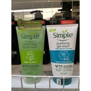Sữa rửa mặt Simple 150ml.