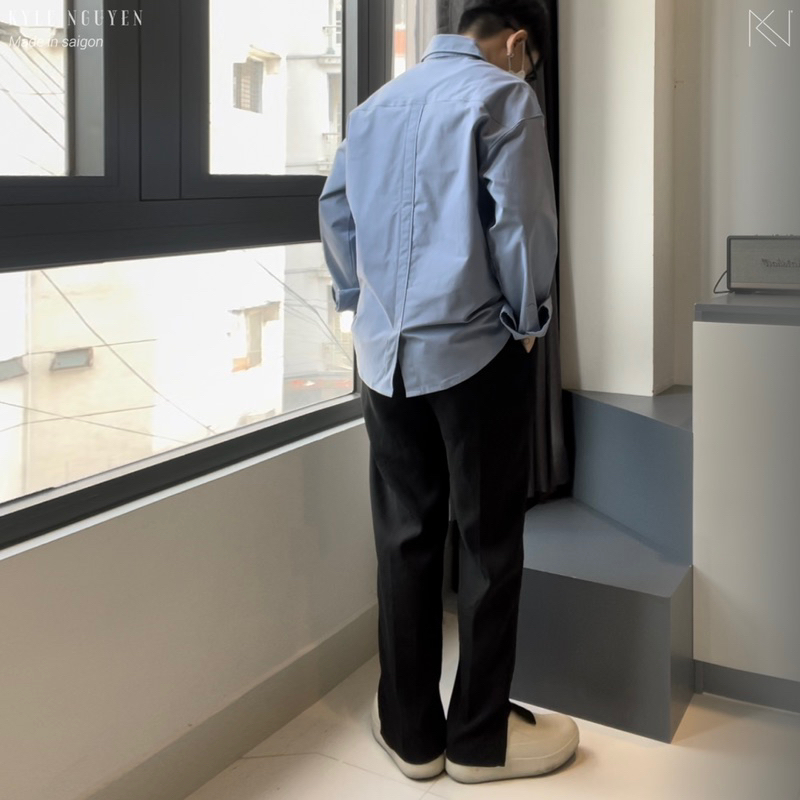 Quần tây đen xẻ tà, ống suông_CUTS PANTS’s KN