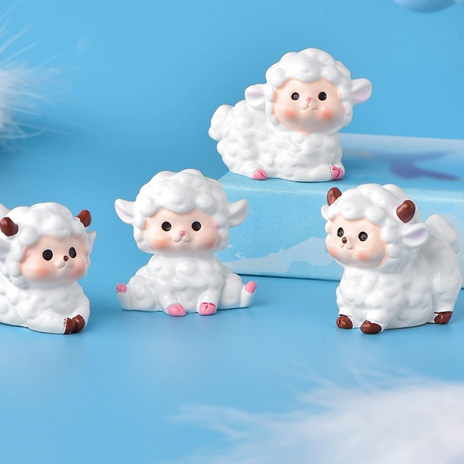 Mô hình cừu bông mini-Trang trí ô tô,bàn học,bàn làm việc,sen đá,terrarium,tiểu cảnh