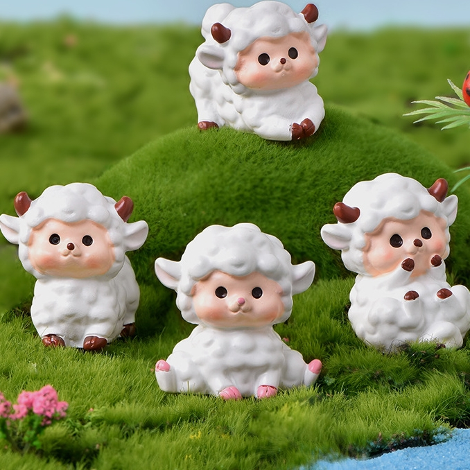 Mô hình cừu bông mini-Trang trí ô tô,bàn học,bàn làm việc,sen đá,terrarium,tiểu cảnh