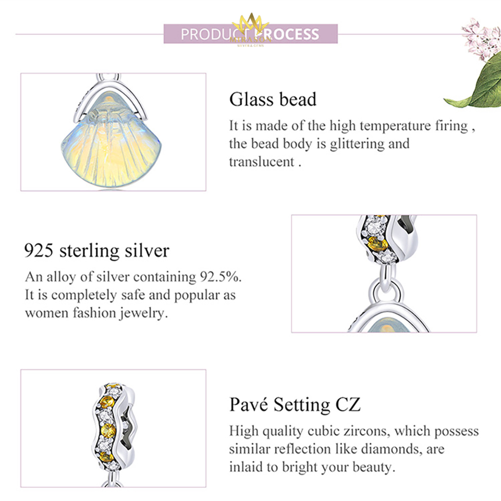 Charm Bạc S925 Con Sò Đá Màu Quyến Rũ - MIRASON - MCH2211