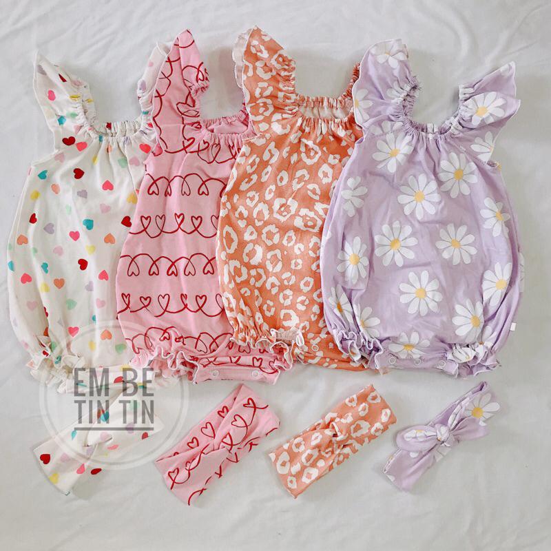 Body cánh tiên kèm turban cotton mềm mịn cho bé gái