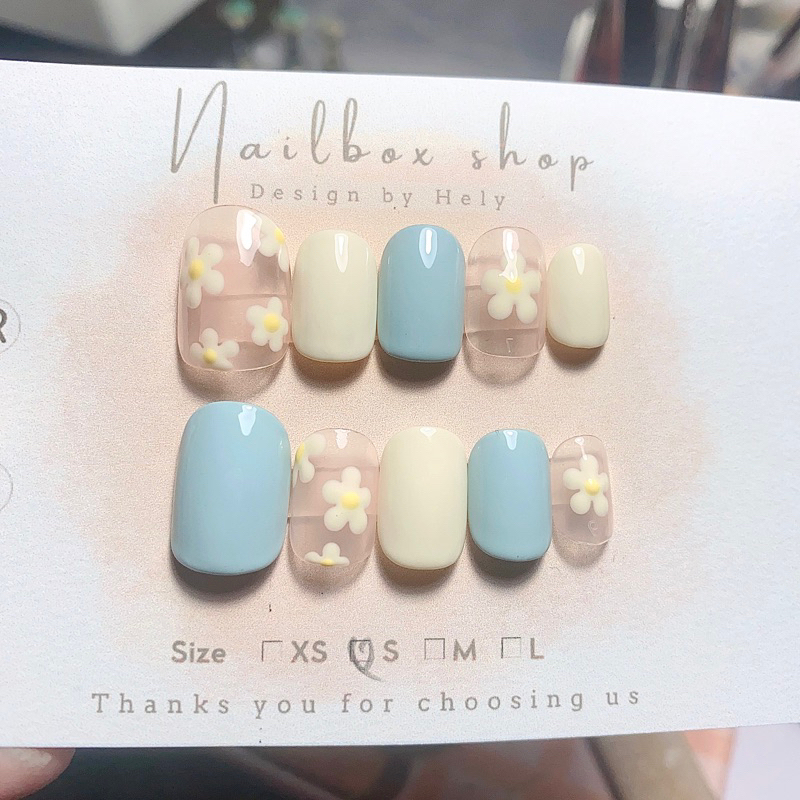 Nailbox Hely - Móng giả thiết kế, tự gắn kèm keo dán - Tông hoạ tiết, màu p.a.s.t.e.l