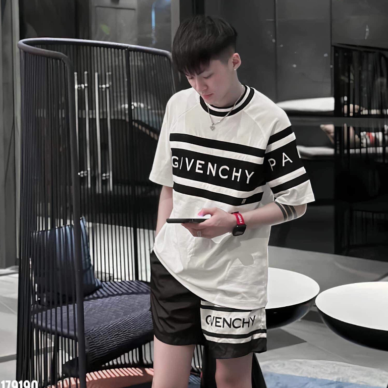 Bộ Quần Áo Gi. Ven Chi Phối Hai Màu Đen Trắng_ Bộ Thể Thao Mùa Hè Phân Khúc Hàng Đẹp