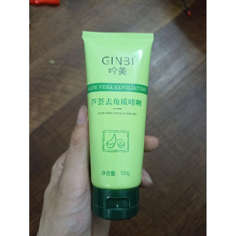 Gel tẩy da chết, tế bào chết mặt chiết xuất nha đam làm sạch, mịn màng làn da GINBI