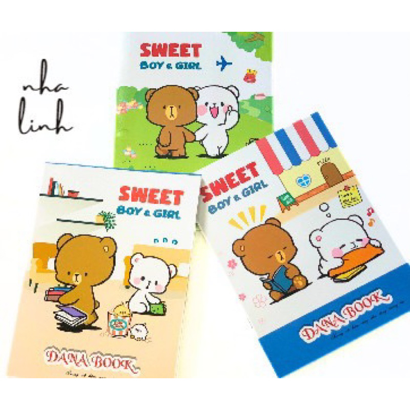 Tập học sinh 96 trang gấu Sweet định lượng 60 (4 ô ly)