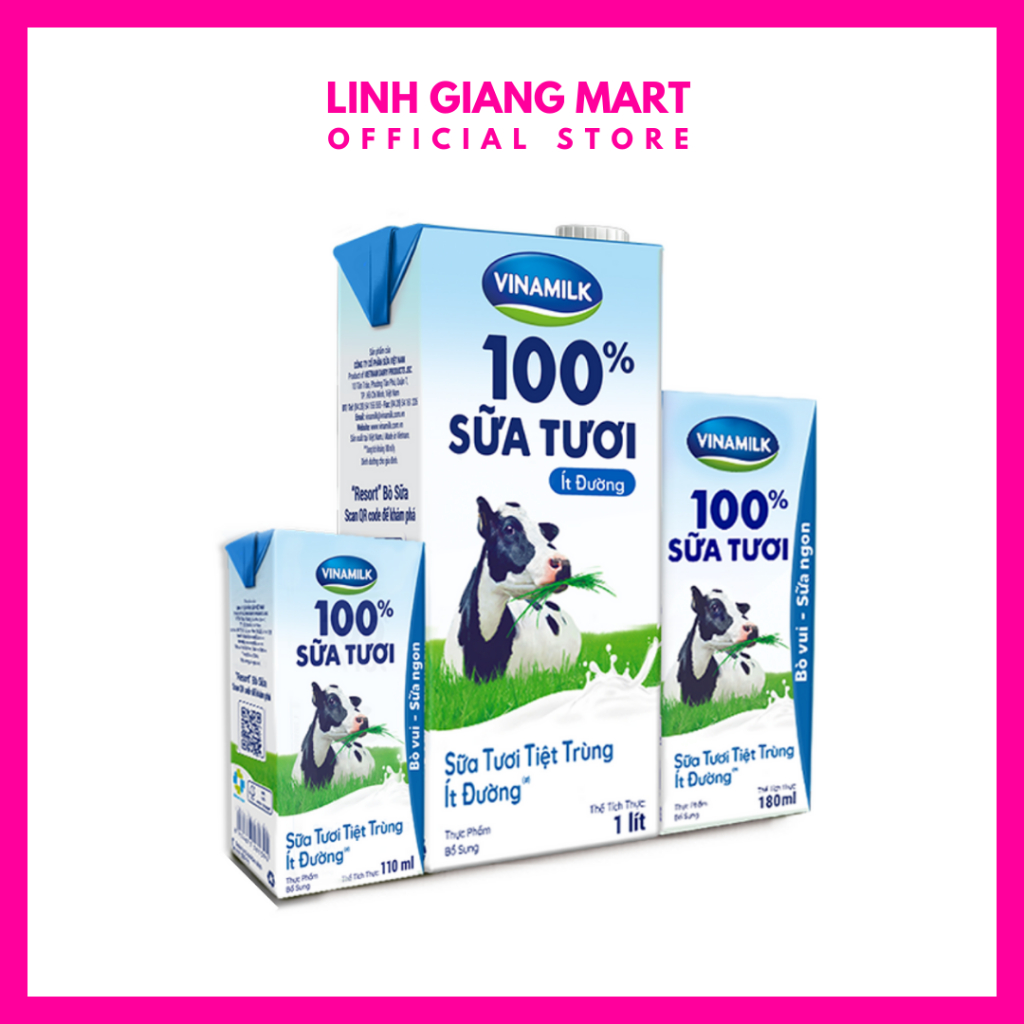 Vinamilk - Sữa Tươi Tiệt Trùng 100% - Ít Đường
