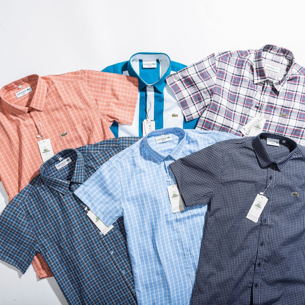 Sơ mi nam ngắn tay LC cam kẻ caro đẹp dễ mix đồ, vải oxford cao cấp, ít nhăn, giá rẻ - Đẳng cấp phái mạnh