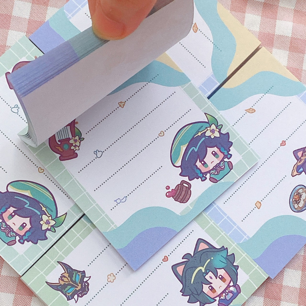 Giấy ghi chú notepad Genshin Impact siêu dễ thương artist meropotato