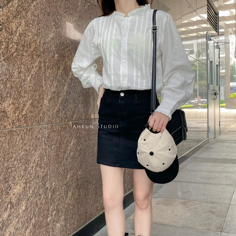 Áo sơ mi xếp ly dáng babydoll Hàn Quốc - WHITE BLOUSE