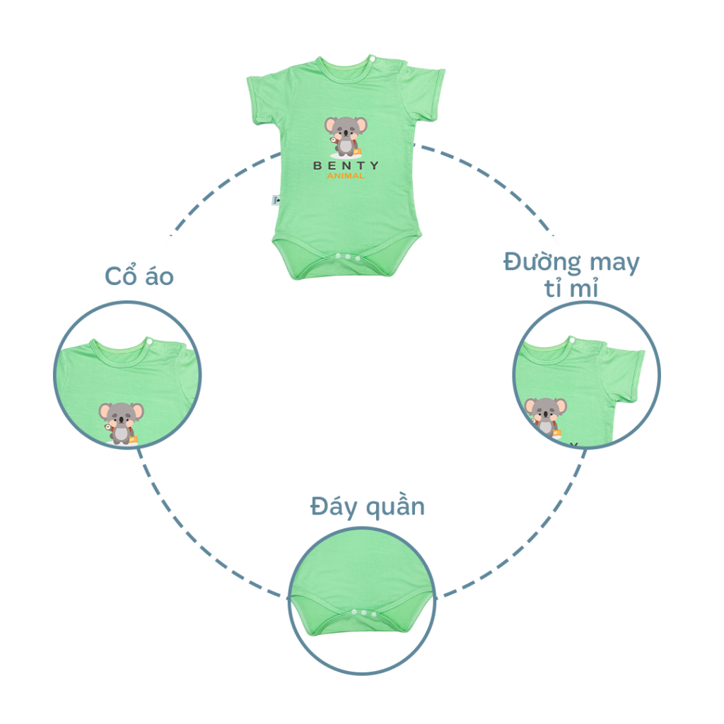 Body chíp cotton cao cấp in hình BENTY BT017 size sơ sinh (newborn) đến 18 tháng