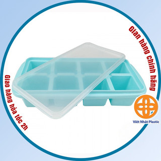 Khay đá 8 viên có nắp (MS:6932) Việt Nhật nhựa dẻo, vỉ đá, khay trữ đồ ăn dặm cho bé, khuôn làm thạch bền đẹp