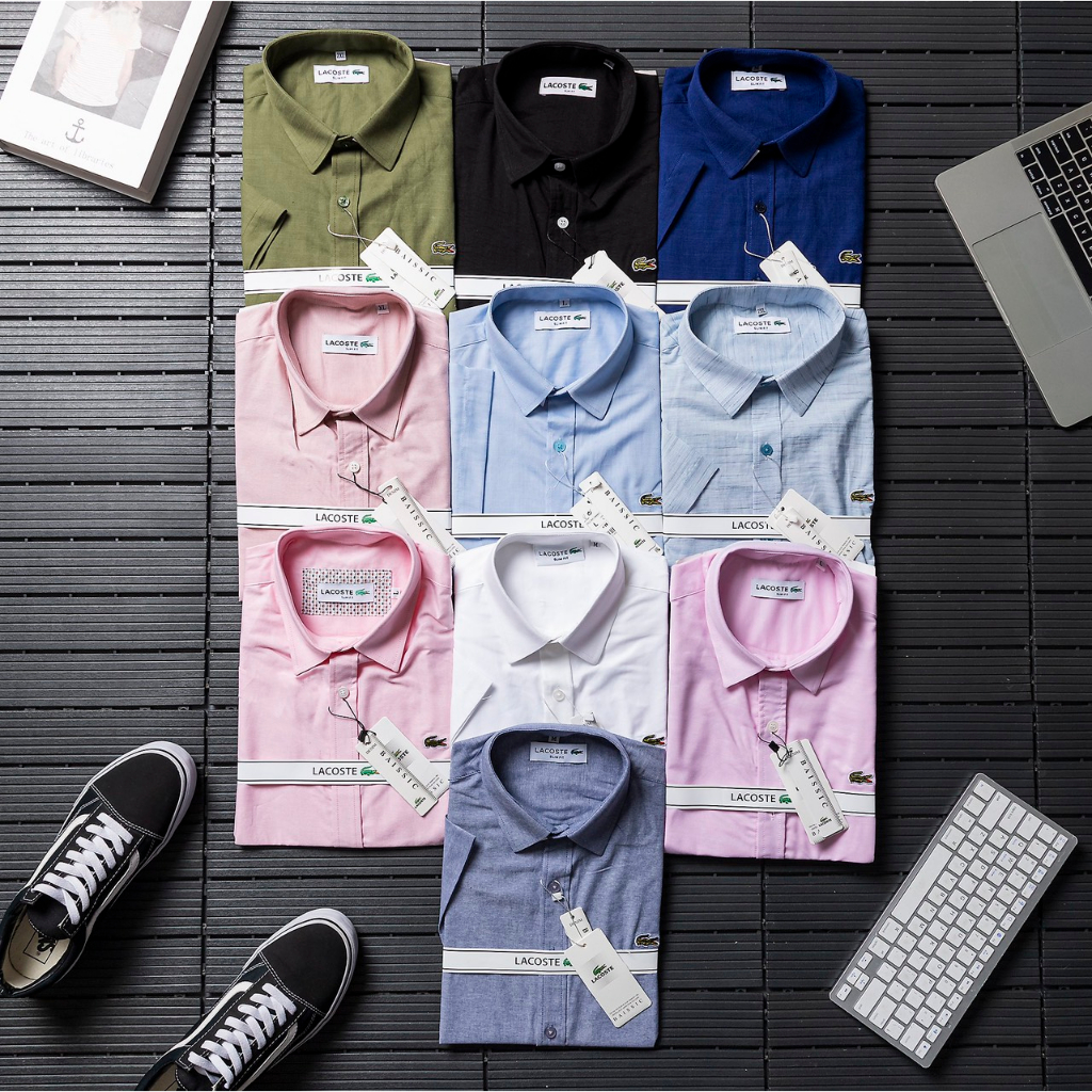 Sơ mi nam ngắn tay LC xanh nhạt, họa tiết sọc ngang, vải oxford cao cấp, ít nhăn - Đẳng cấp phái mạnh