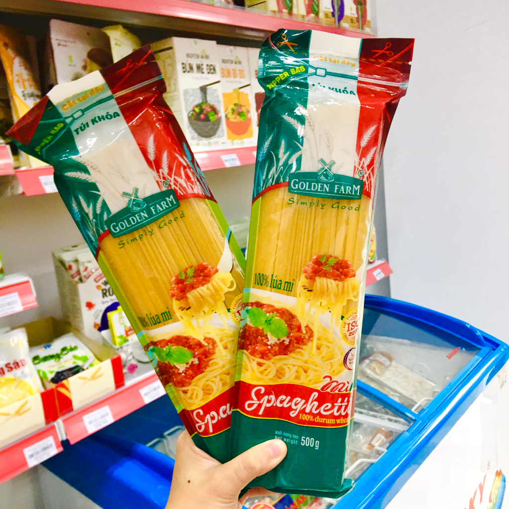 Mì Spaghetti sợi tròn Golden Farm 500g