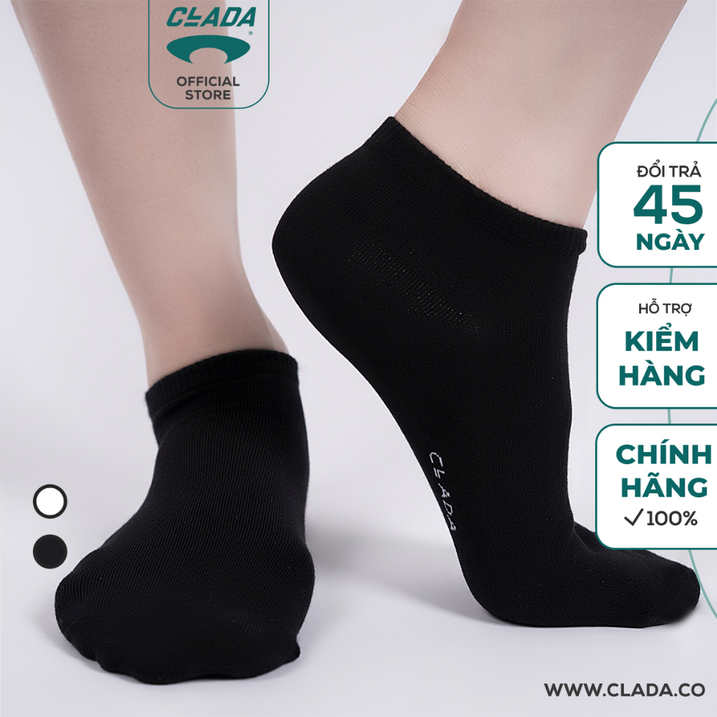 Tất Cotton Ngắn CLADA Essential - Đen - TE002