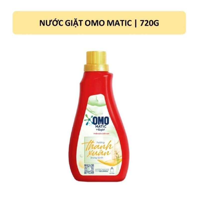 Nước giặt OMO MATIC dành cho cửa trên PHIÊN BẢN GIỚI HẠN 720GRAM hương thanh xuân trong lành