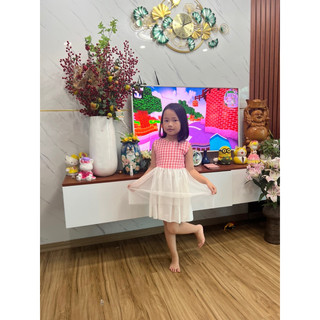 VÁY KẺ CARO HỒNG