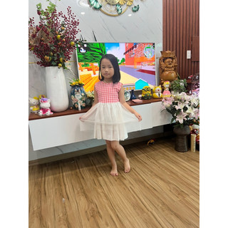 VÁY KẺ CARO HỒNG