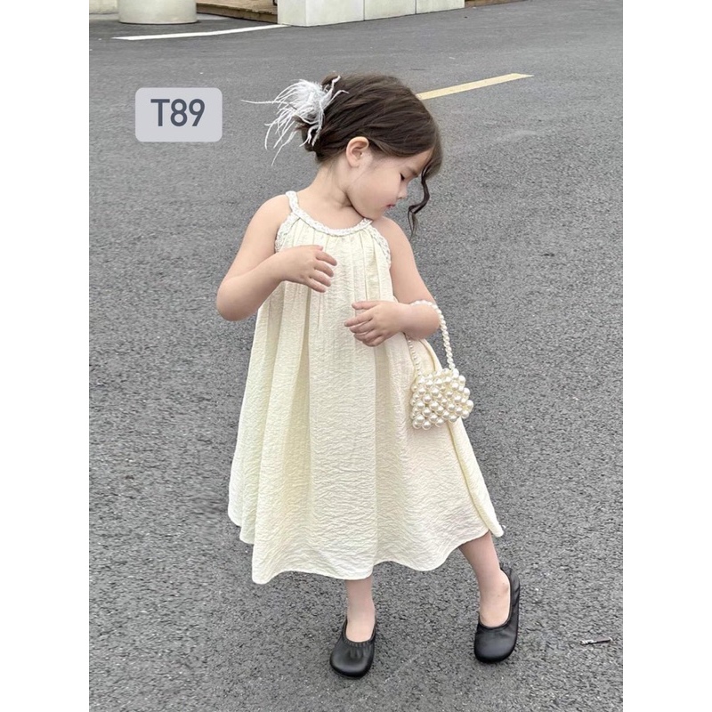 VÁY SUÔNG VIỀN CỔ ĐAN CHO BÉ GÁI