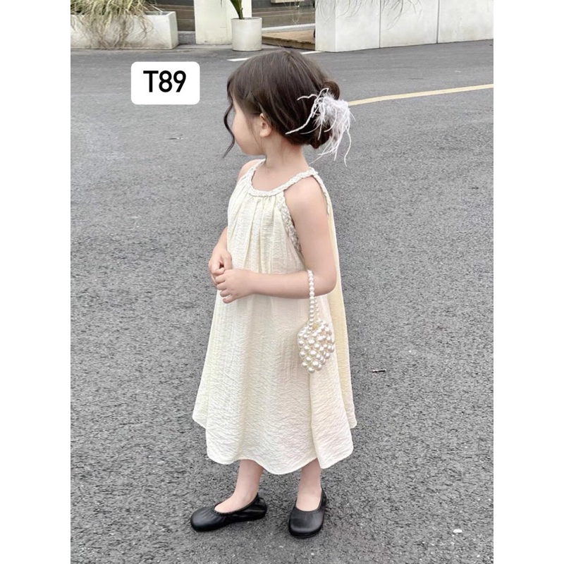 VÁY SUÔNG VIỀN CỔ ĐAN CHO BÉ GÁI