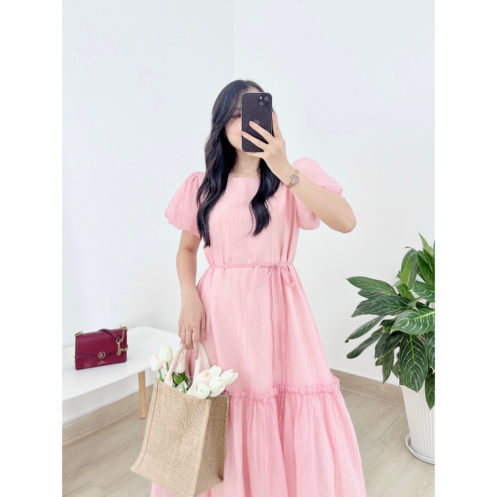 Đầm SuôngTơ Xốp Gân Bèo Tay Bí - Lily Dress
