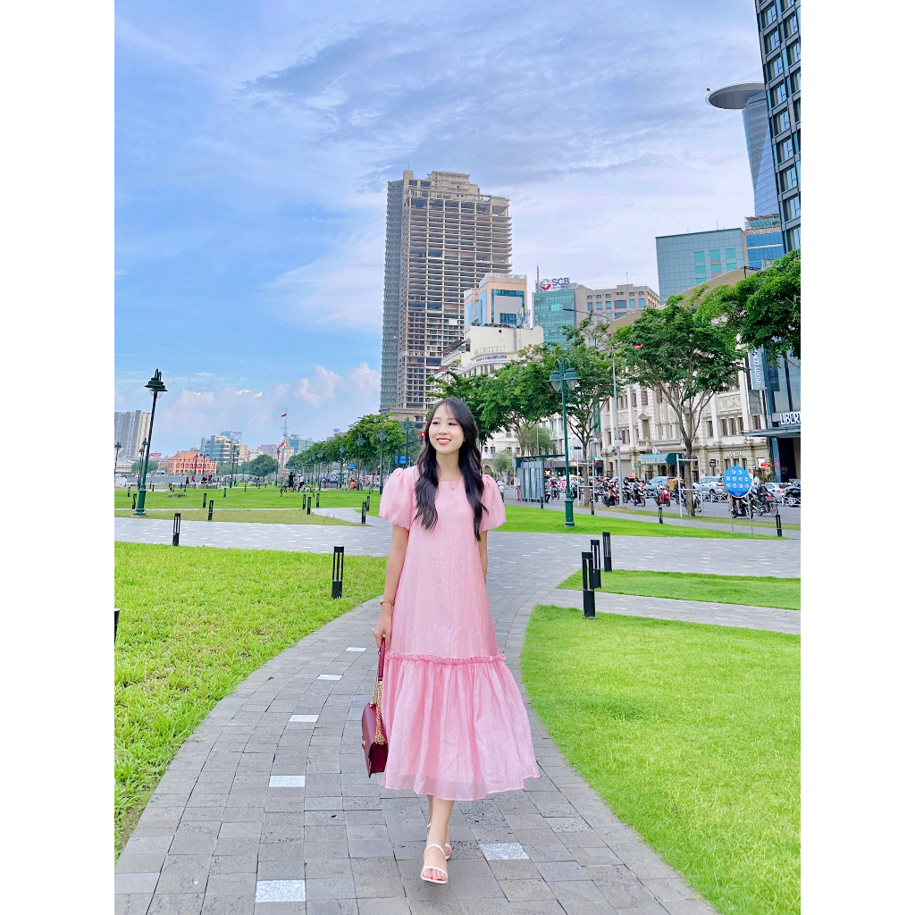 Đầm SuôngTơ Xốp Gân Bèo Tay Bí - Lily Dress